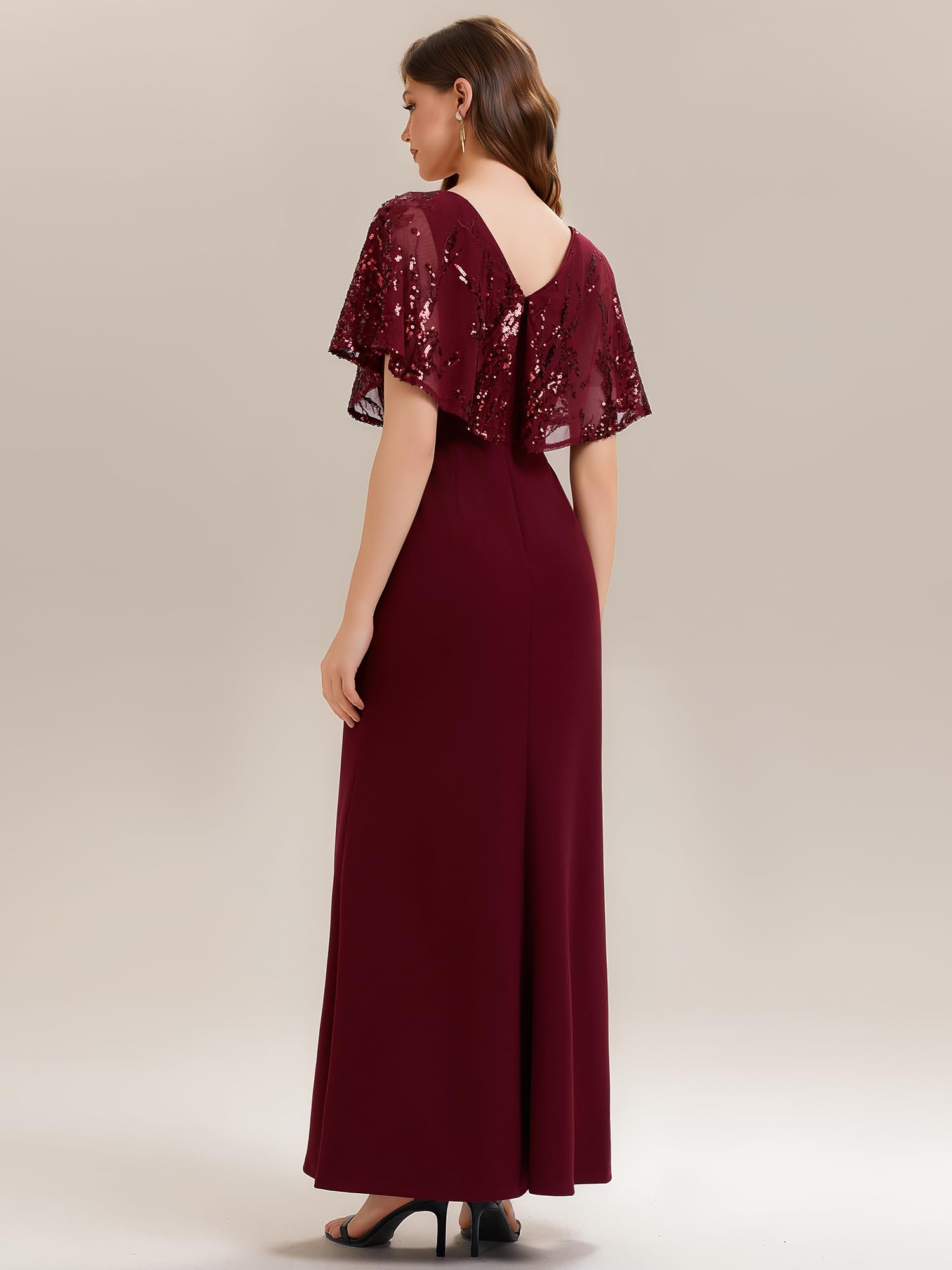 Ever-Pretty Abendkleider Elegant für Hochzeit Lang Chiffon Ballkleider V-Ausschnitt Brautmutterkleid EE02656