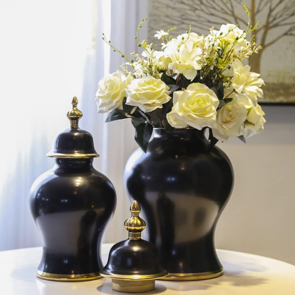 Porcelanowy wazon na słoik, ceramiczny dekoracyjny słoik na imbir z pokrywką, nowoczesny ceramiczny błyszczący