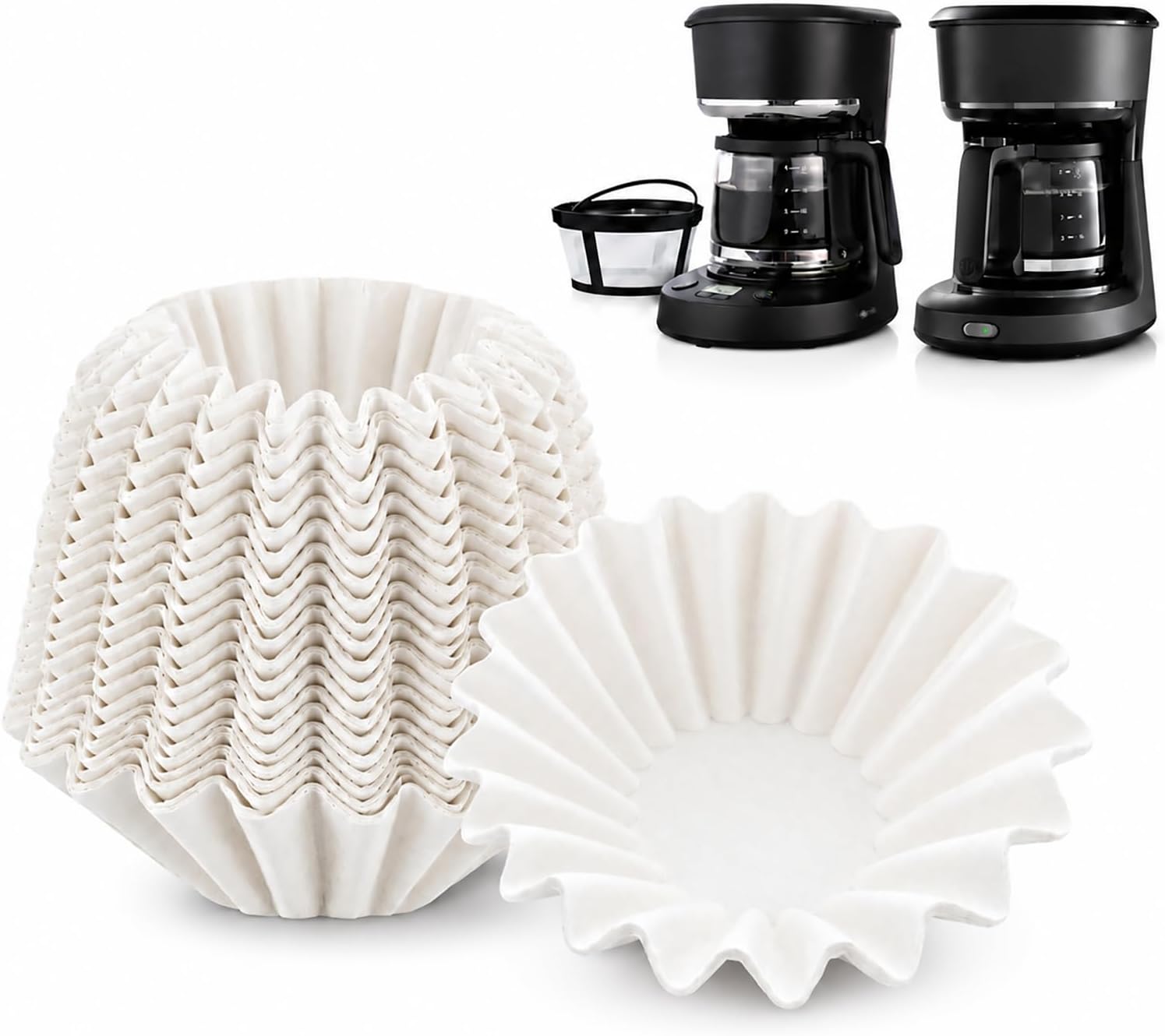 Compatible with mr coffee 5 cup filters 200 Pack Unbleached Paper Filters