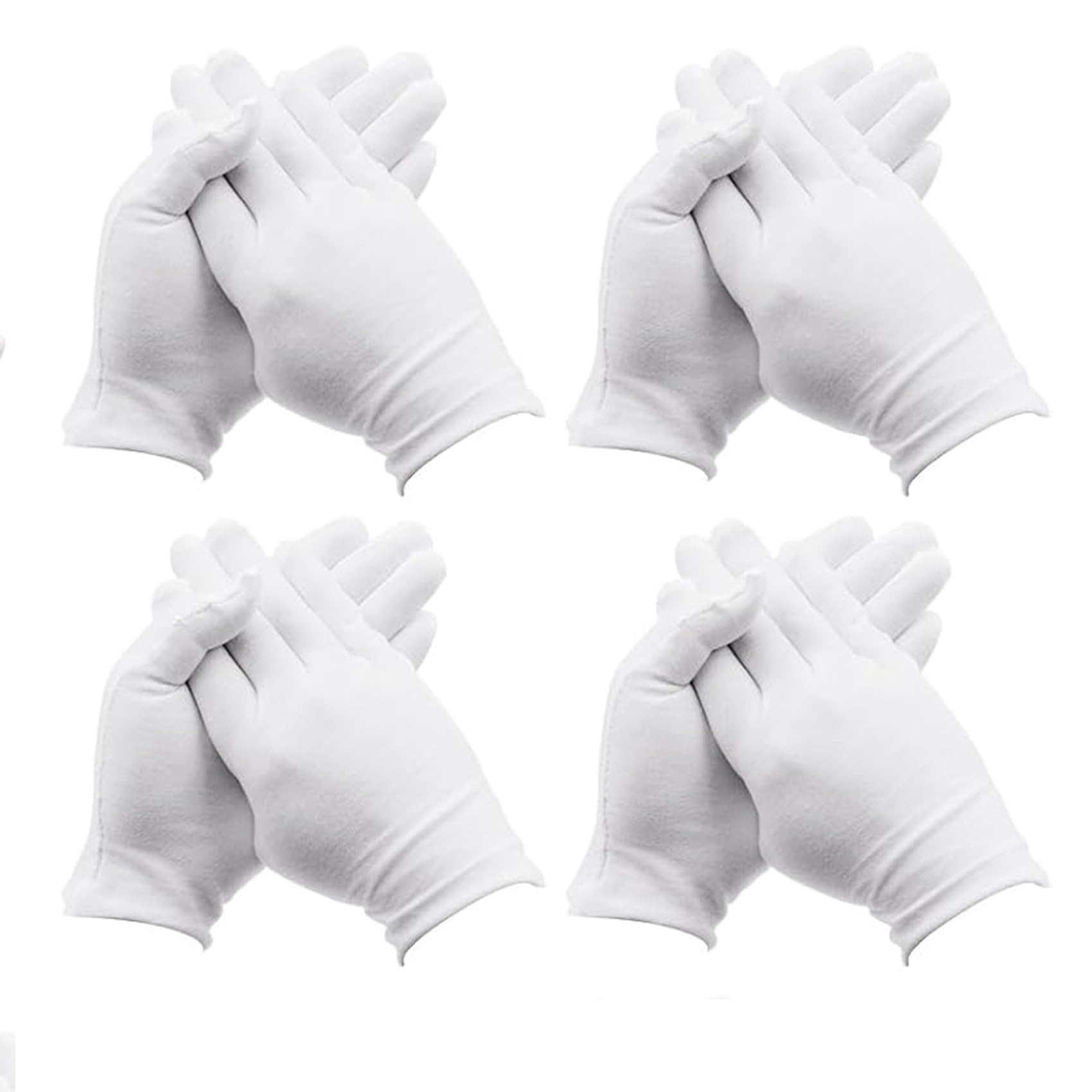 12 paia di guanti in cotone bianco per mani secche idratanti, cosmetici, eczema, spa e monete, ispezione, handsc