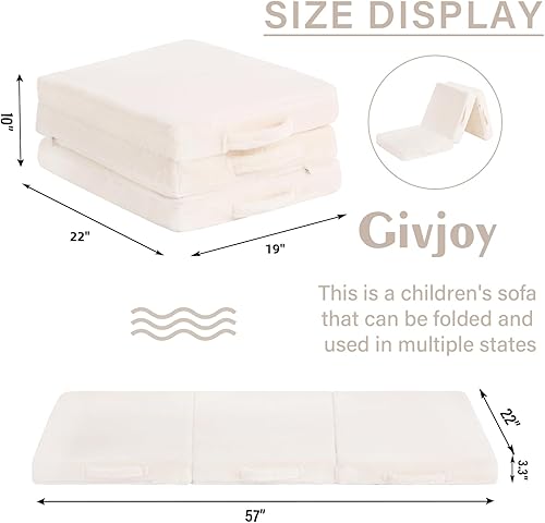 Miniatura 4 de Colchón plegable para niños, lavable para niños pequeños, tapete triple plegable para siesta para dormir, guardería, sofá cama con bolsa de
