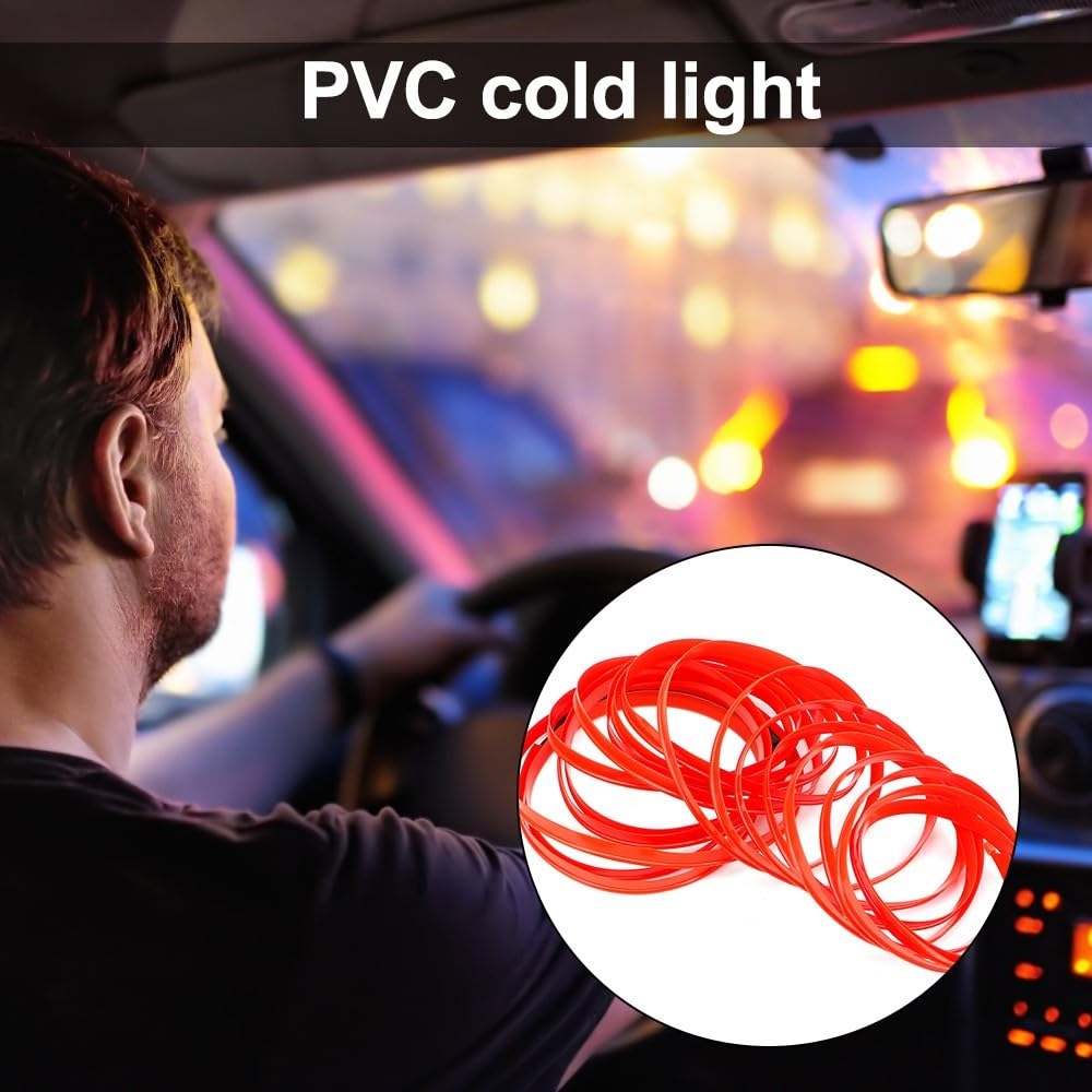 MiOYOOW El Wires - Filo di luce 5 m/16 ft, DC 12 V, striscia al neon luminosa impermeabile per interni auto, illuminazione interna a LED flessibile per decorazioni auto