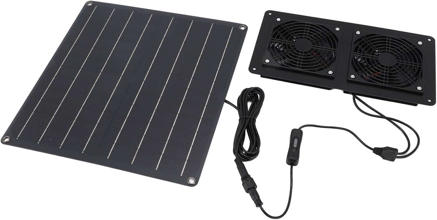 Solar Exhaust Fan Kit 12V 20W Solar Panel Fan with Switch Control Outdoor Pet House Greenhouse