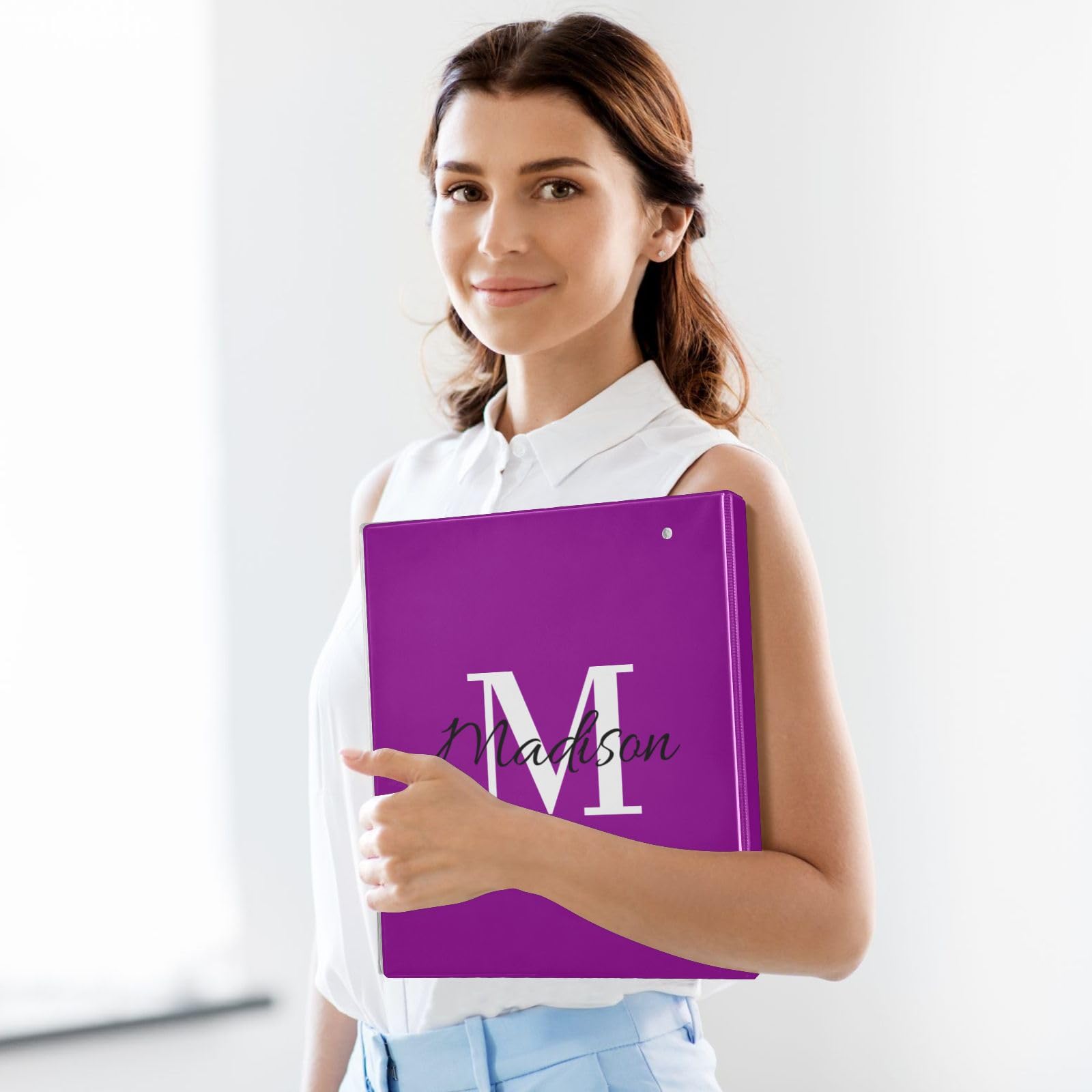 Raccoglitore personalizzato a 3 anelli da 3,8 cm con nome, raccoglitore decorativo a tre anelli con 3 tasche interne per forniture per ufficio scolastico, regalo personalizzato