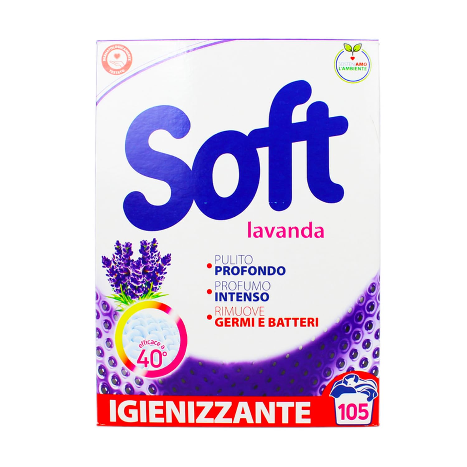 Detersivo in Polvere Fragranza Lavanda kit con Spugna Brandizzata SPESA & RISPARMIO Inclusa – Variazioni 4/8/12 Pezzi – 105 Misurini per Confezione da 5,25 kg (8)