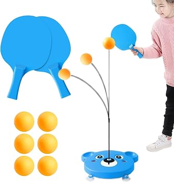 Table Tennis Self Training Set, Table Tennis Practice Trainer | Flexible Table Tennis Training Equipment Portable Table Tennis Trainer - Soft Shaft Suction Cup Pom Ball Trainer Indoor Table
