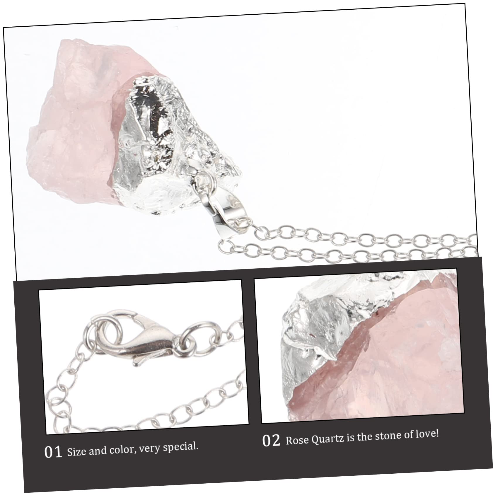 FOMIYES 4 Piezas Collar con colgante de cuarzo rosa cristales irregulares collar de cristal irregular Collar de curativa Collar de diseño artesanal collares Moda