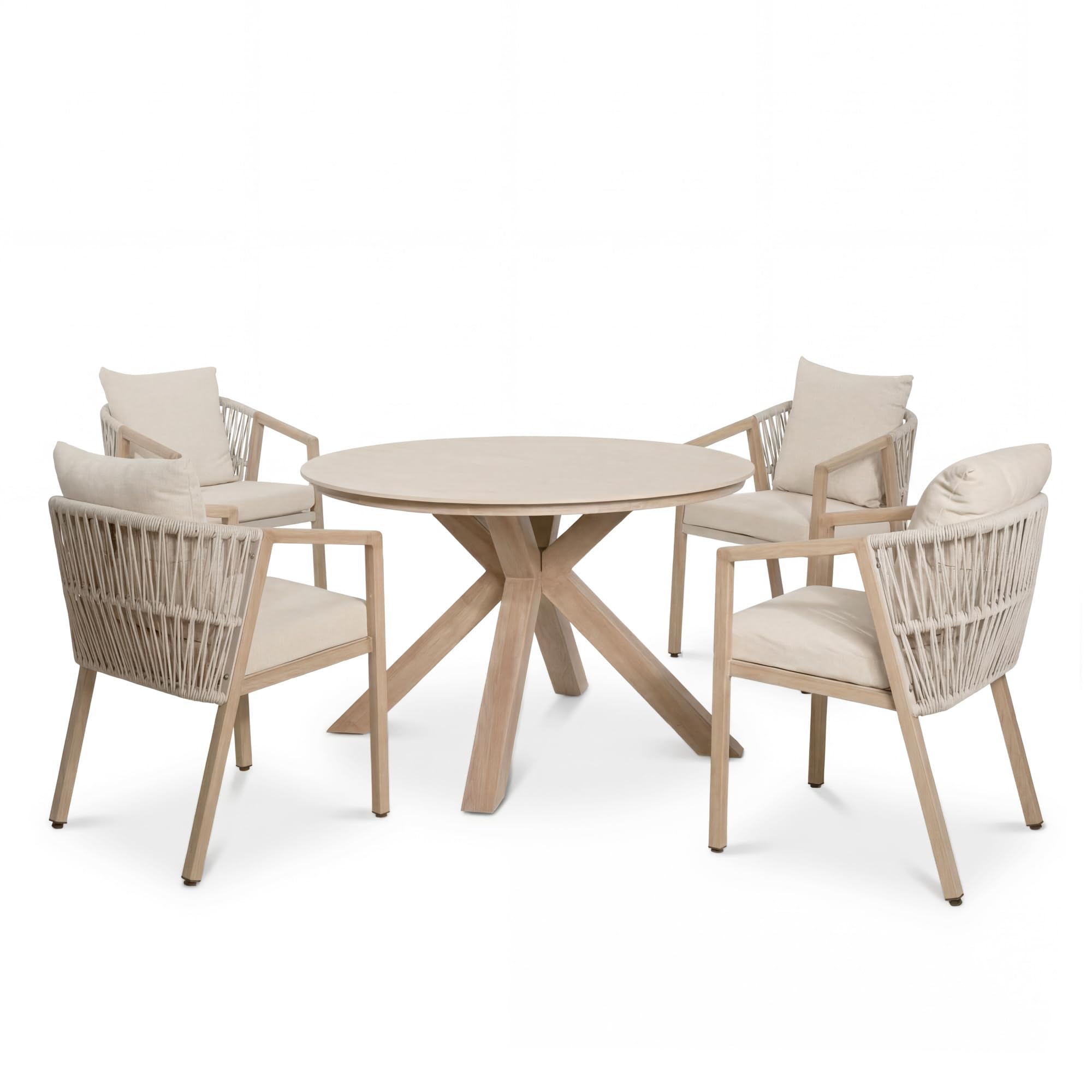 di volio Gartenmöbel Set LICATO – Moderne Balkonmöbel mit Tisch und 4 Stühlen, Terrassenmöbel für außen, stabil & bequem (Beige)