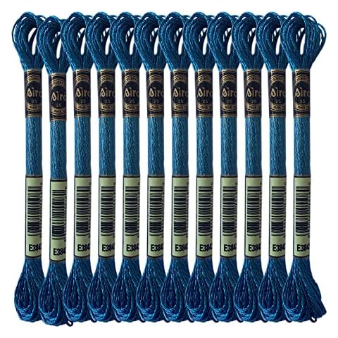 Blue Sapphire Light Effects Floss Pack Metallic Embroidery Cross Stitch Thread, Pack of 12 Skeins Cover