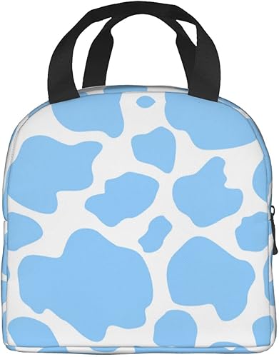 Miniatura 3 de Ucsaxue Lonchera con estampado de vaca azul, bolsa de almuerzo reutilizable, lonchera Bento para trabajo, reutilizable, cajas de picnic, contenedor