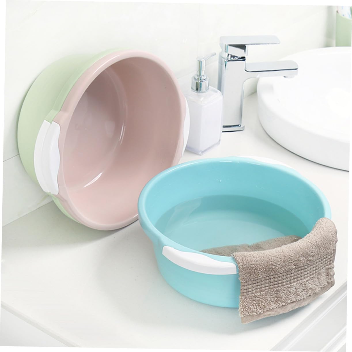 2 Pezzi Vaschetta i Piedi in Plastica Rosa Multifunzionale e Salubre per Bagno e Cucina Materiale Pp Resistente e Leggero