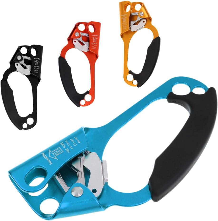 Left Hand Ascender 4KN Rescue Climbing Device for 8-13mm Rope - Black 20x9cm