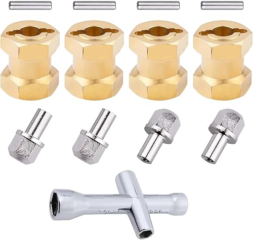 Vista 14 de HobbyPark Espaciadores de latón RC de 0.472 in, extensores de cubo hexagonal para ruedas RC Crawler Axial SCX10, adaptador de unidad hexagonal