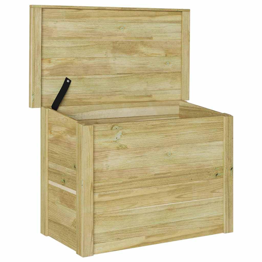 Aufbewahrungsbox Natur aus imprägniertem Kiefernholz 80 x 44,5 x 57,5 cm mit viel Stauraum, für Garten, Terrasse, Balkon und Wohnzimmer, vielseitige Lagerbox für Kissen und Werkzeuge