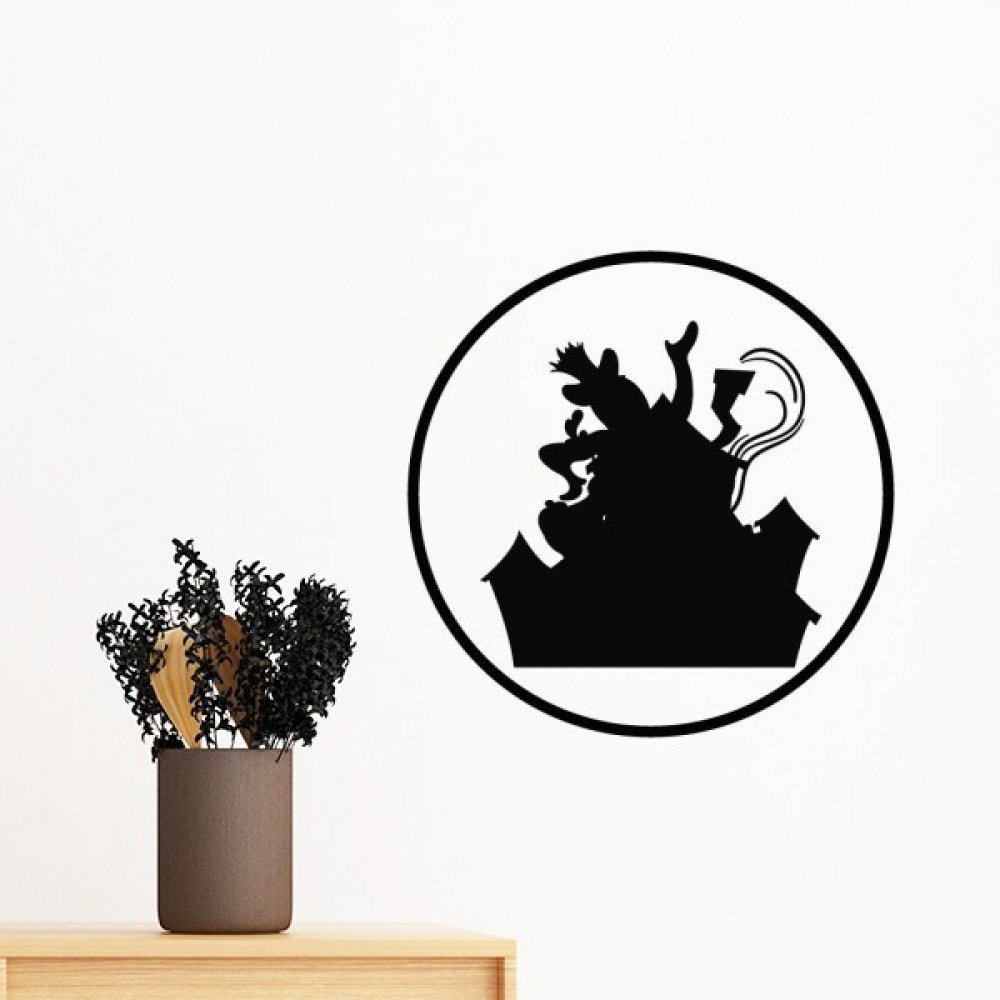 Sticker mural château et clown noir de 70cm pour déco de chambre