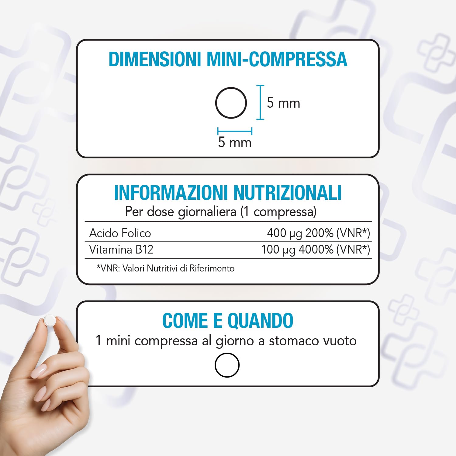 Acido Folico 400 μg Con B12 160 Compresse PiùLife, 1 Al Giorno, Folina Integratore Acido Folico E Vitamina B12, Energia Contro Stanchezza E Affaticamento, Mamma