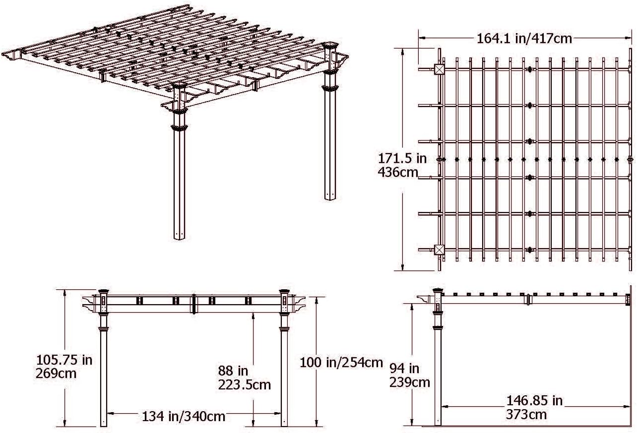 New England Arbors Freemont 12' x 12' Attached Vinyl Pergola