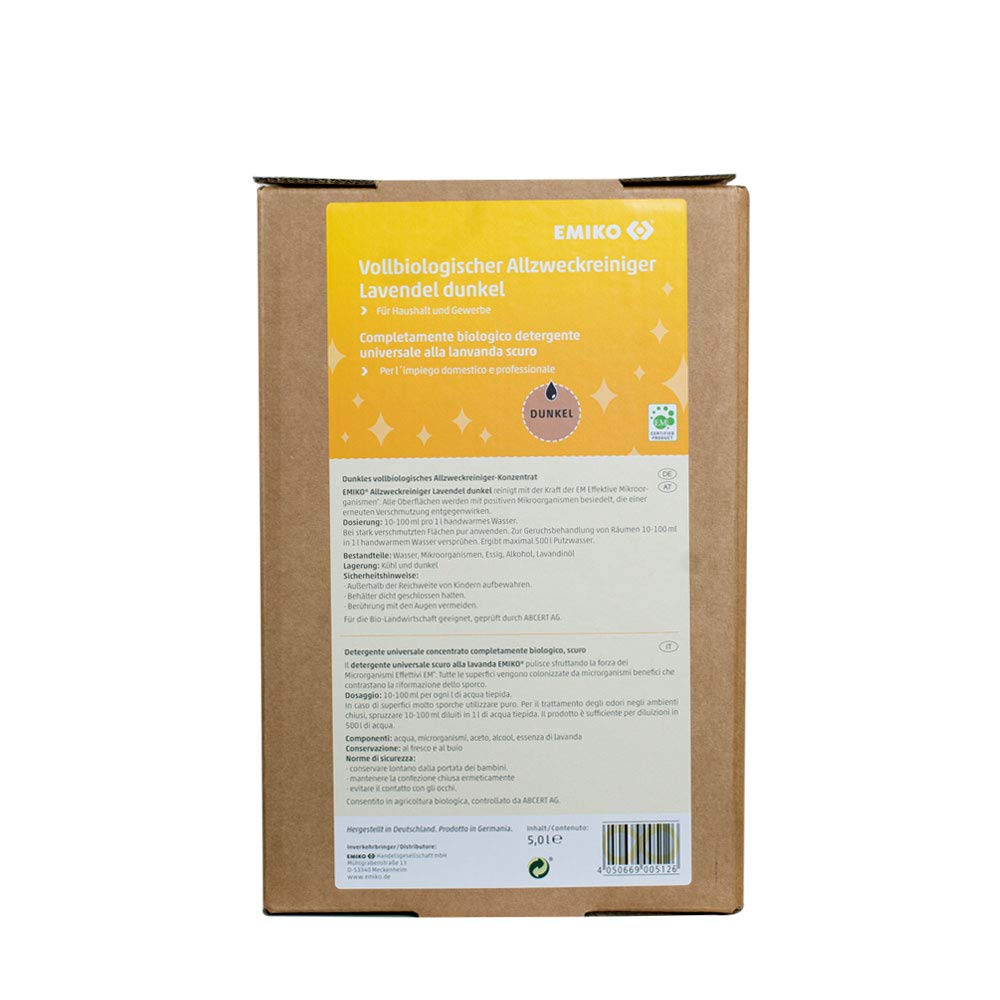 Emiko Bio Allzweckreiniger Lavendel dunkel 5L Bag in Box mit EM-Mikroorganismen I Mikrobiell sauber durch gute Mikroorganismen I dezenter Lavendelduft
