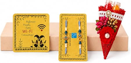 ExclusiveLane 'Threads of Love' Sacred Bond Rakhi Set with Roli Chawal & Fridge Magnet | Hand-crafted Designer Raksha Bandhan Gift Set for Bhaiya | Rakhi Gift Hamper
