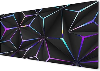 Large Mouse Pad | Mouse Pad large | XXL Mouse Pad | Mouse Mats | Mousepad Gaming XXL | Gaming Mouse Mat Large | Mouse Mats for Computers | 60 x 30cm Mouse Mat | Geometric Black Neon Purple Blue