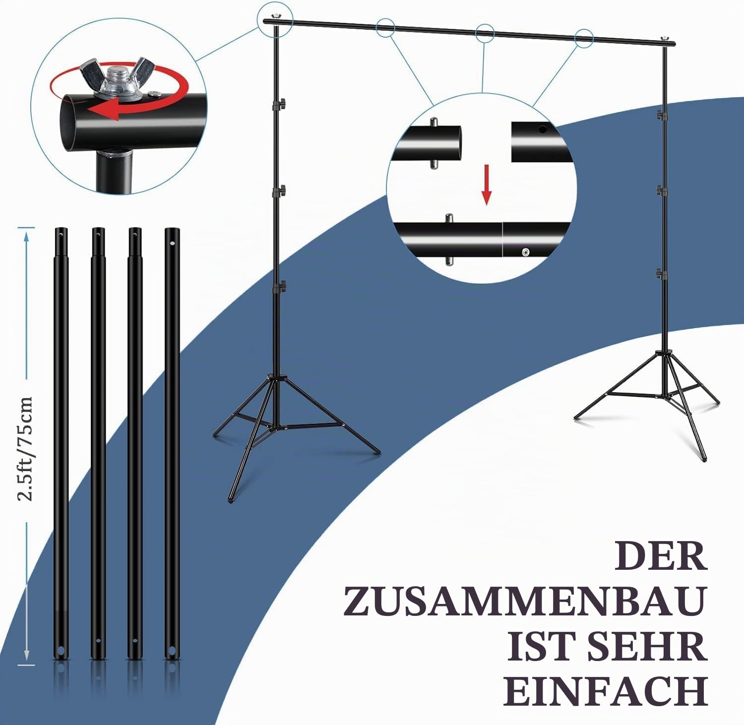 Hintergrund Ständer, Foccalli 3MX2.6M Hintergrund Unterstützungssystem Einstellbare Fotografie Musselin Hintergrund Stützsystem Ständer für Photo Video Studio