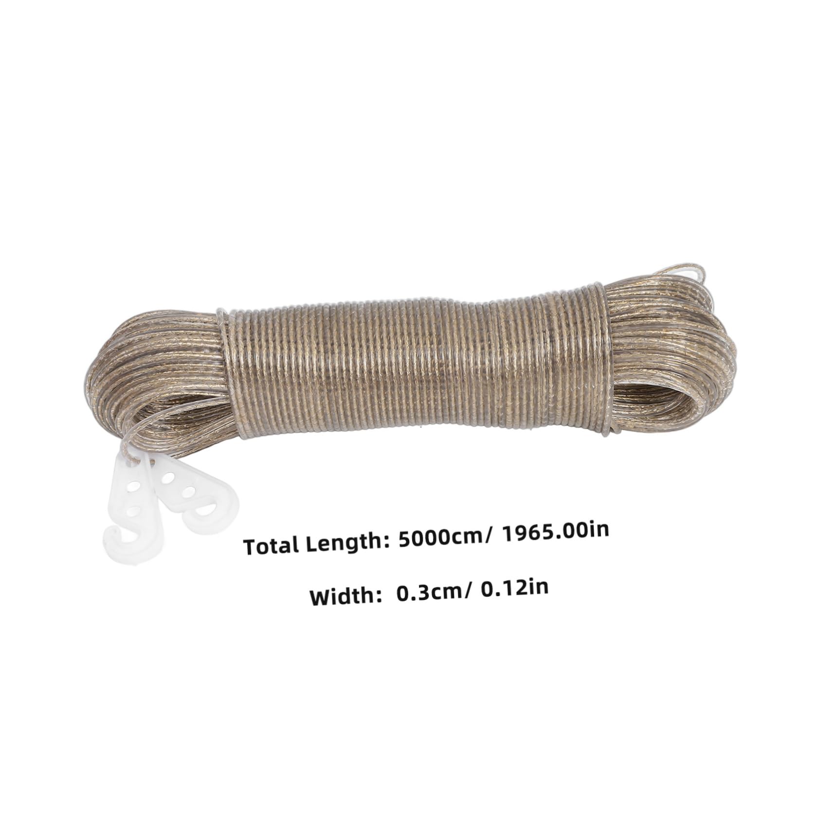 Corda per Stendere i Panni Super Resistente Anima in Acciaio e Rivestimento Pvc, Antivento e Resistente All’usura, per Campeggio e Esterni, 50m