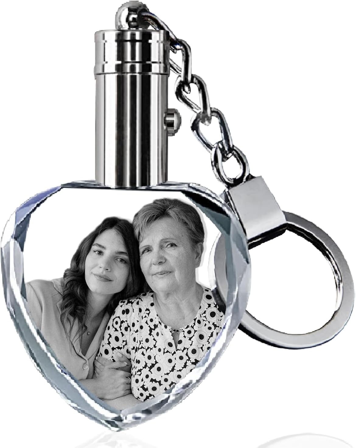 HAN'S LASER Personalized 3D Keychains with LED Light, Crystal Keychain with Your Own Photo, Great Memorial Gifts