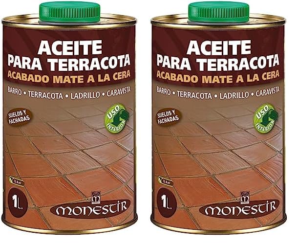 MONESTIR - Aceite Suelos Terracota Acabado Mate A La Cera 1 L (Paquete de 2)