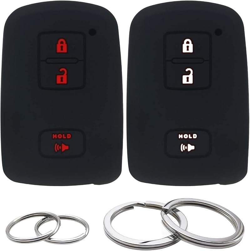 Capa de Silicone para Chave com Controle Toyota HYQ14FBA 1551A-14FBA 3 Botões Preta com Vermelho e Branco GFDesign Kit com 2