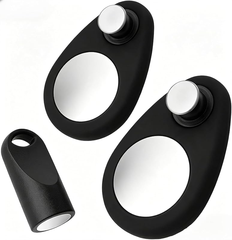 Suporte oculto para AirTag em silicone com fixação magnética e pinos de segurança preto, kit com 2
