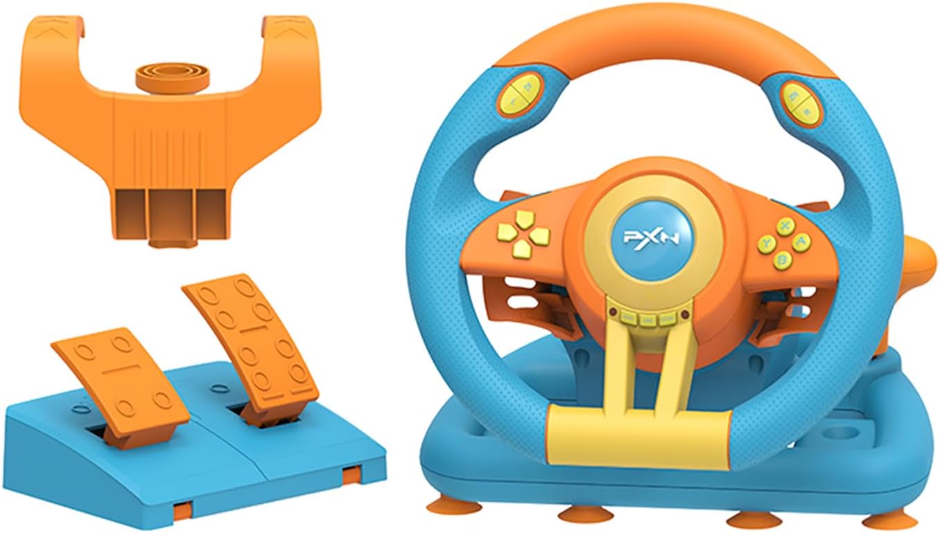 PXN PC Racing Wheel, V3II 180 Degree Universal USB Car Sim Race Steering Wheel with Pedals for PS3, PS4, Xbox One, Xbox Series X/S, Nintendo Switch(Blue)