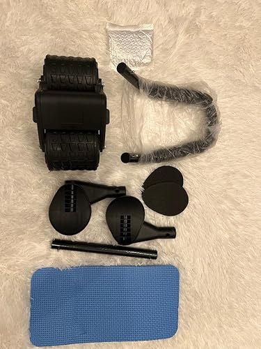 Miniatura 5 de Rueda de ejercicio con soporte para teléfono, temporizador, rodillera, soporte para codo, equipo de entrenamiento de fuerza central, negro