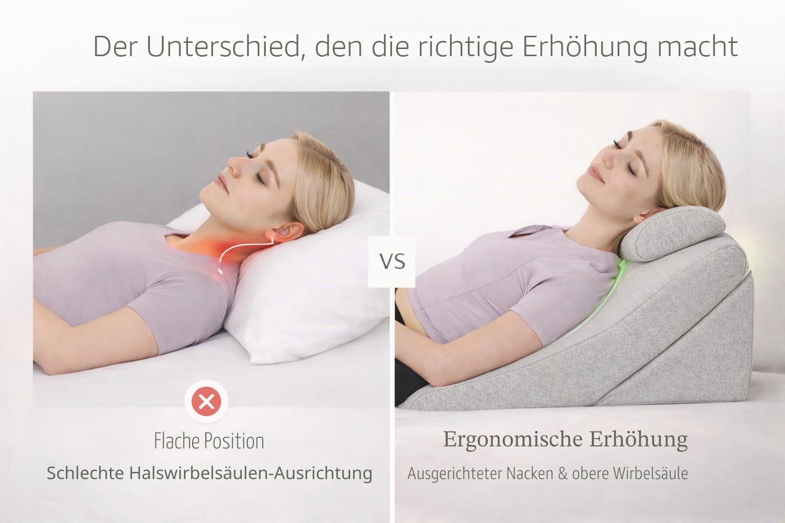 Lesekissen – Rückenkissen, verstellbare Kopfstütze, Memory-Schaum, abnehmbarer Bezug, atmungsaktiv & rutschfest, Griff – dreieckig für Rücken, Hals & Beine – 60 x 50 x 30 cm