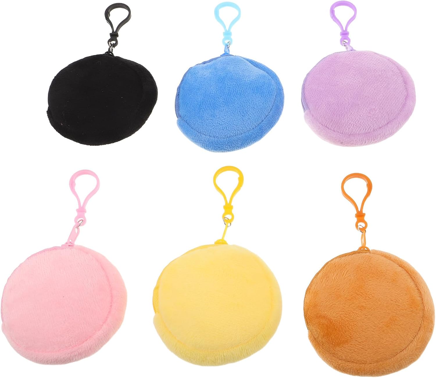 6pcs Plush Coin Purse with Zipper and Keyring Charm