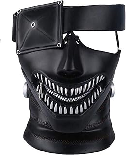 Tokyo Ghoul Mask Kaneki Ken Leather Zipper Mask Zombie Japan Anime Lead Half Face Aldult Props for Cosplay Horror Halloween, Black