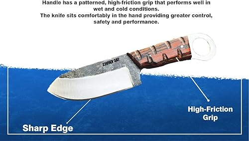 Miniatura 2 de TAC KNIVES Cuchillo de Caza al Aire Libre para Acampar de Hoja Fija de Espiga Completa de 7'' en Funda Regalo Para Él Acero de Alto Carbono 1095