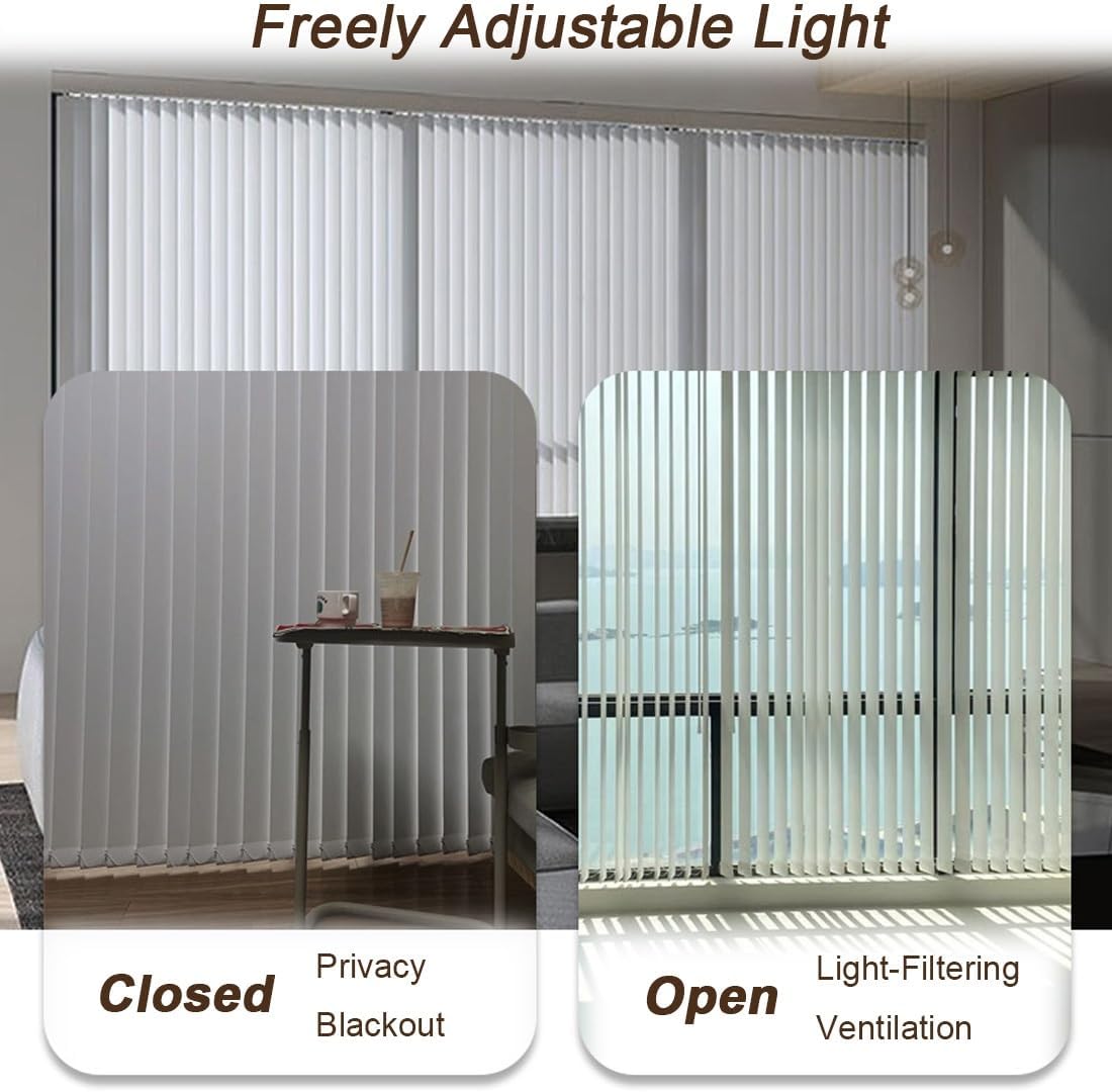 Interiors Vertical Blinds for Home, Vertical White Window Blinds, 40"-126" Wide, Cordless, Blackout Sliding Door Window Shade, Easy Installation, Light Filtering Privacy Curtains(W78 xH47)
