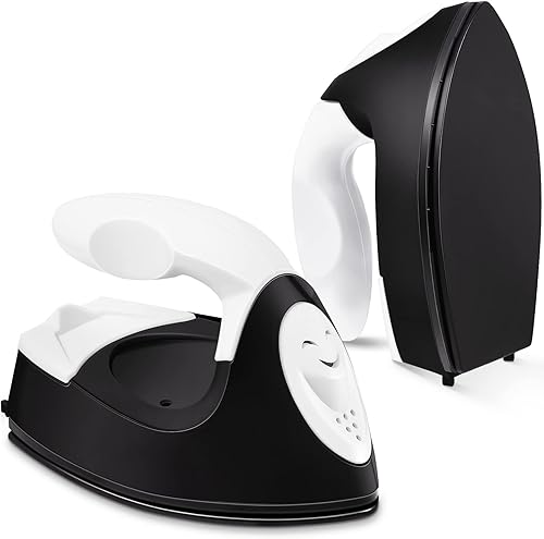Honoson - Plancha pequeña, térmica, portátil, práctica, con accesorios de base de carga, ideal para cuentas para planchar, parches, bricolaje, Negro