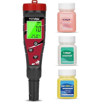YINMIK Pool chlorine pH meter, pH salt meter for salt water pools | 7 in 1 pH Chlorine Salinity EC TDS Temp ORP Meter, PPM Co