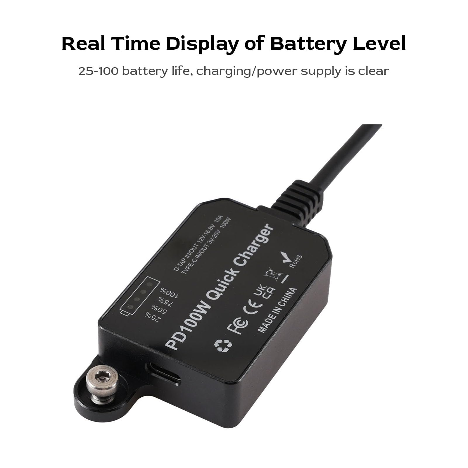 Cryfokt D Tap Type C Quick Charger 100W for V Mount Battery | Adaptacyjna regulacja napięcia, montaż śrubowy 1/4, wiele osłon zabezpieczających