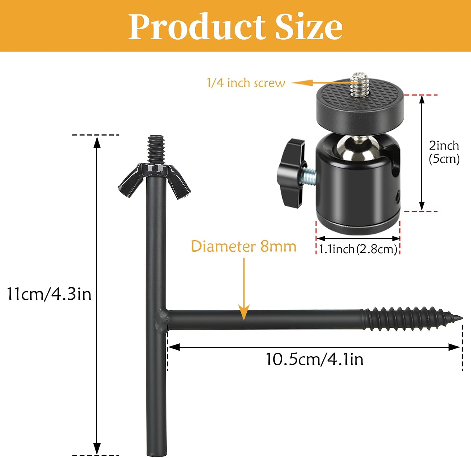 T Shaped Trail Camera Mount, Tracking Bracket, Tree 1/4" x 20 Screw，360° Rotatable Trail Camera Holder, Hunting Accessory