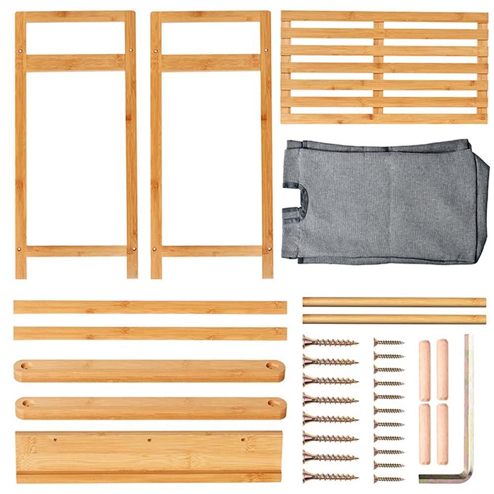 BAKAJI Cesto Porta Biancheria Sporca Casa Struttura in Legno di bambù con 2 Scomparti Portabiancheria Estraibili in Tessuto + Mensola Portasciugamani Dimensione 73.5 x 63.5 x 33 cm Design Moderno