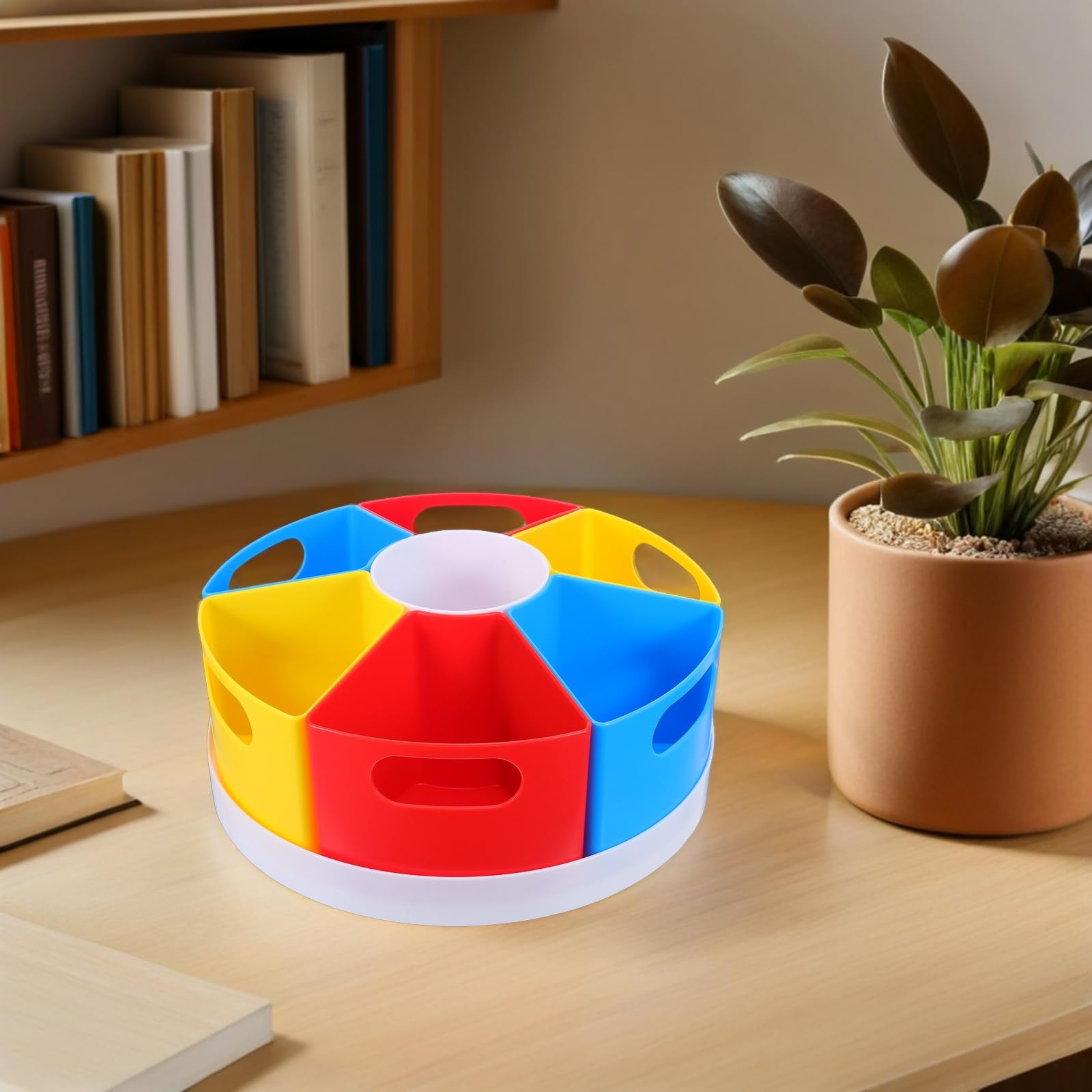 Organizer da Scrivania Portapenne Multifunzionale Girevole 360° da 10" con 6 Scomparti e Contenitore Rimovibile in Plastica per Ufficio, Scuola e Casa