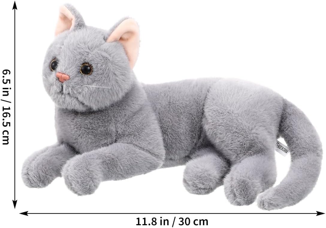 Kisangel Grey Cat Plush - 12” Soft Stuffed Animal Kitten, Washable Plushie, for Toddlers, Boys & Girls, Cozy Nursery and Room Decor - Image 7