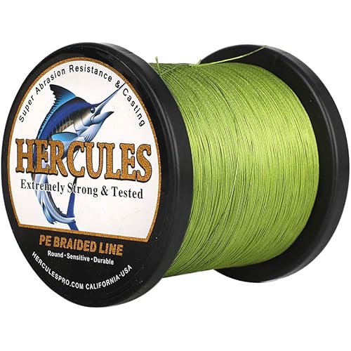 HERCULES Cost-Effective Super Cast 8 Strands Braided Fishing Line 10LB to 300LB Test for Salt-Water,109/328/547/1094 Yards(100M/300M/500M/1000M),Diam.#0.12MM-1.2MM,Hi-Grade Performance,Variety Colors