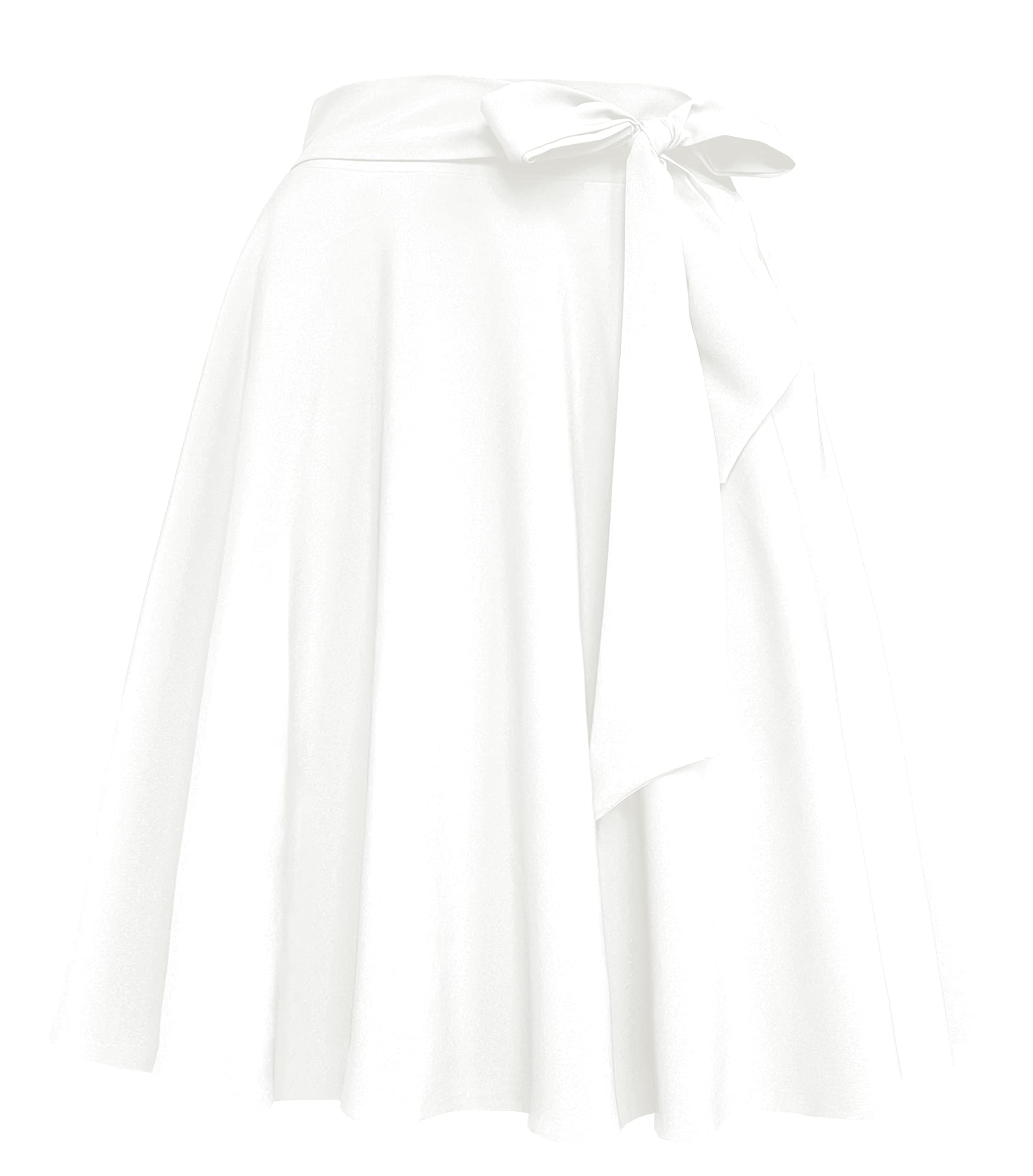 AfibiWomens Vintage High Waist A-Line Skater Skirt Flared Midi Skirt with Pockets