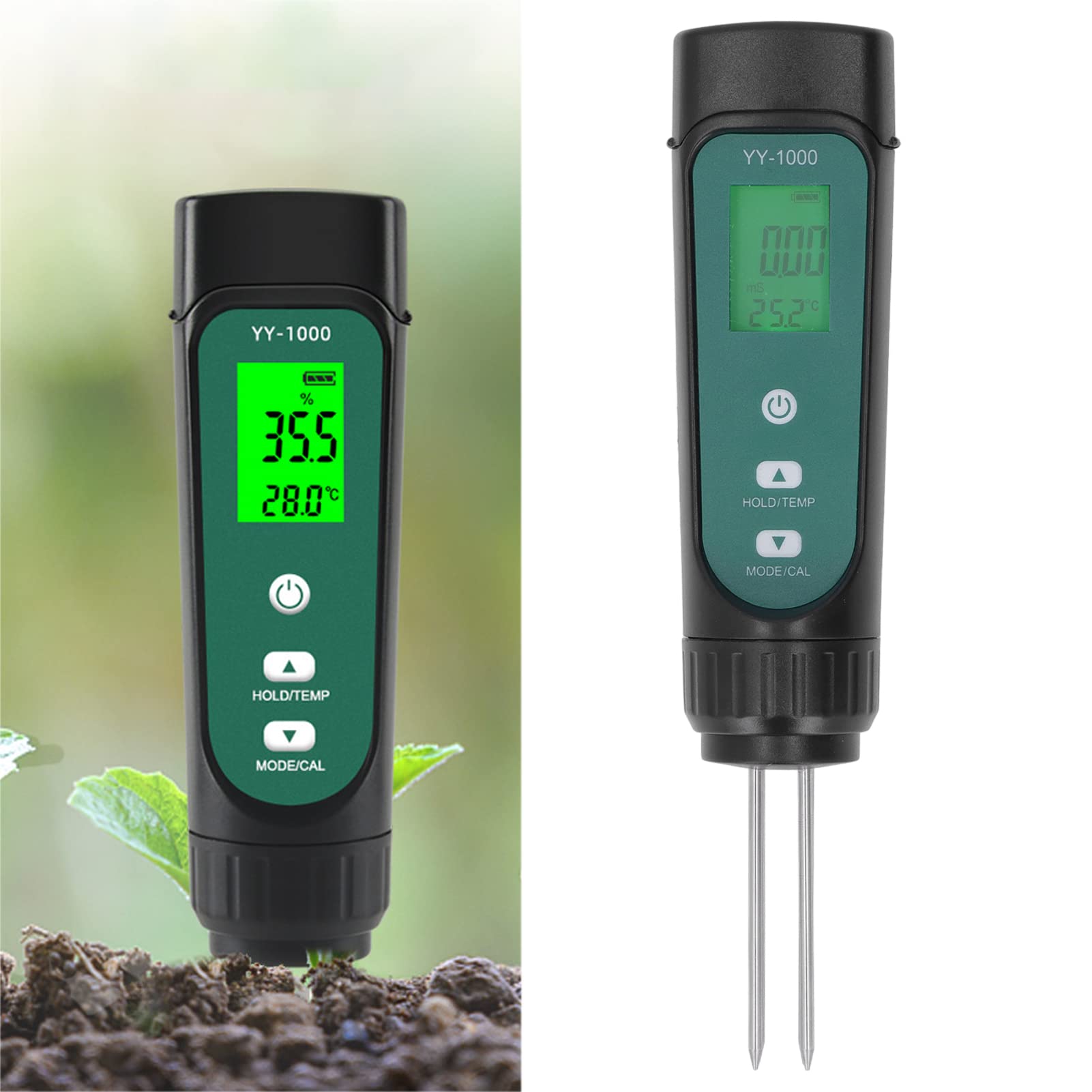 Jeffergarden Kabelloser Bodentester, ABS-Material, 3-in-1-Feuchtigkeits-EC- und Temperaturmessgerät für Zimmerpflanzen und Gärten