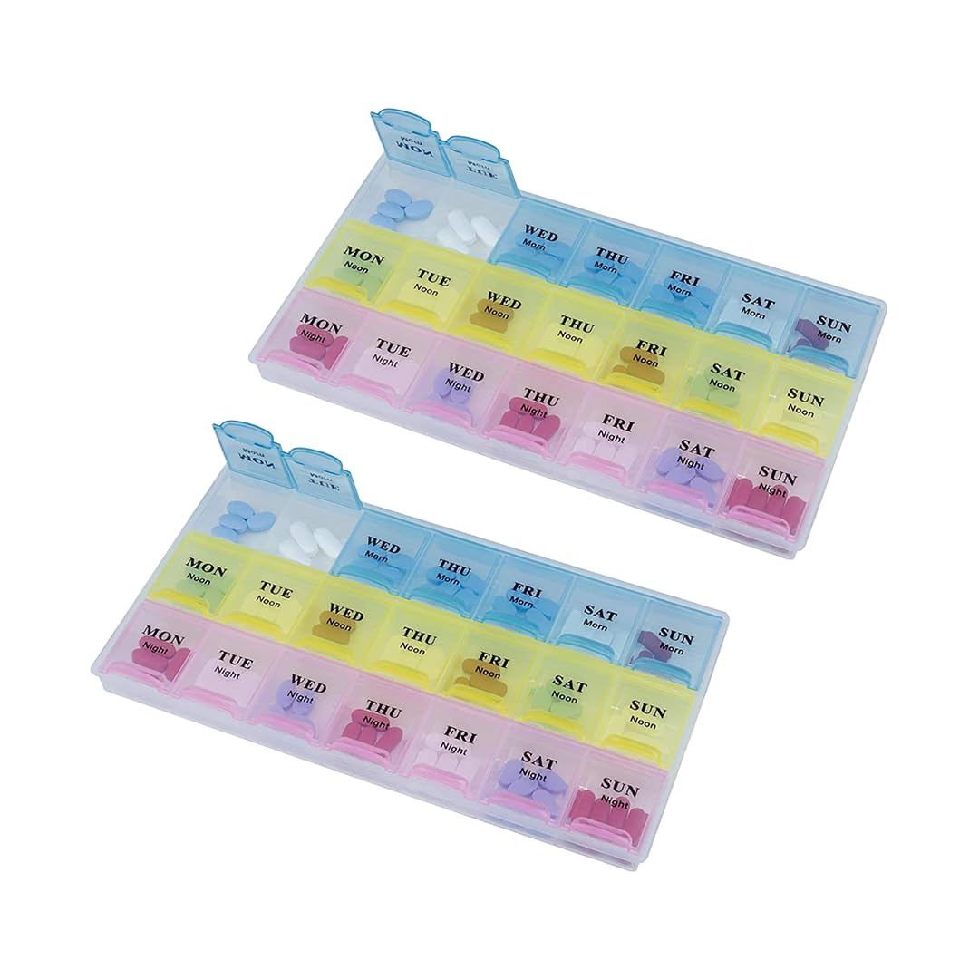 AJS 21 Days Pill Organizer Box | 3-Line Weekly Medicine and Vitamin Storage Case | Airtight BPA-Free Plastic Pill Box for Home and Travel-image-21