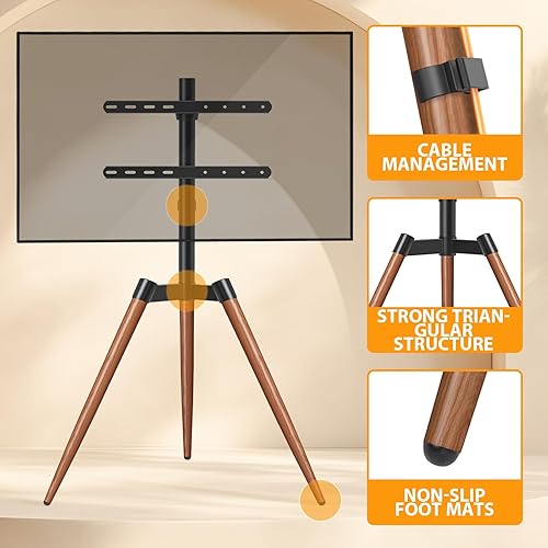 Miniatura 5 de TVON Soporte de TV con caballete de trípode para televisores LED LCD de 37 a 65 pulgadas de pantalla planacurva de hasta 77 libras, soporte de TV de