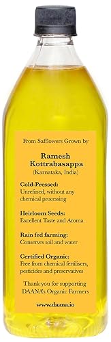 Miniatura 4 de Daana Aceite de cártamo: certificado orgánico USDA, virgen extra, prensado en frío, alto oleico (34 onzas líquidas)